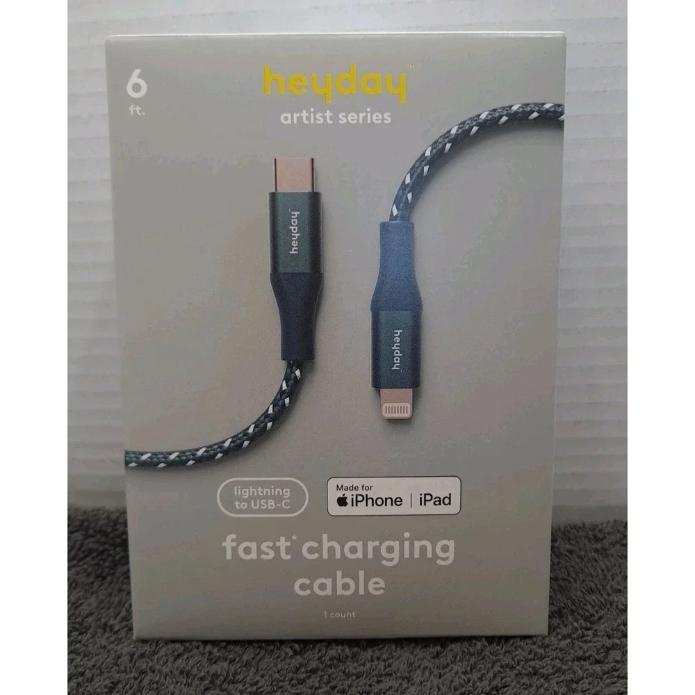 NIB‎ Heyday Artist Series Fast Charging Cable To USB-C IPhone 6ft Cord